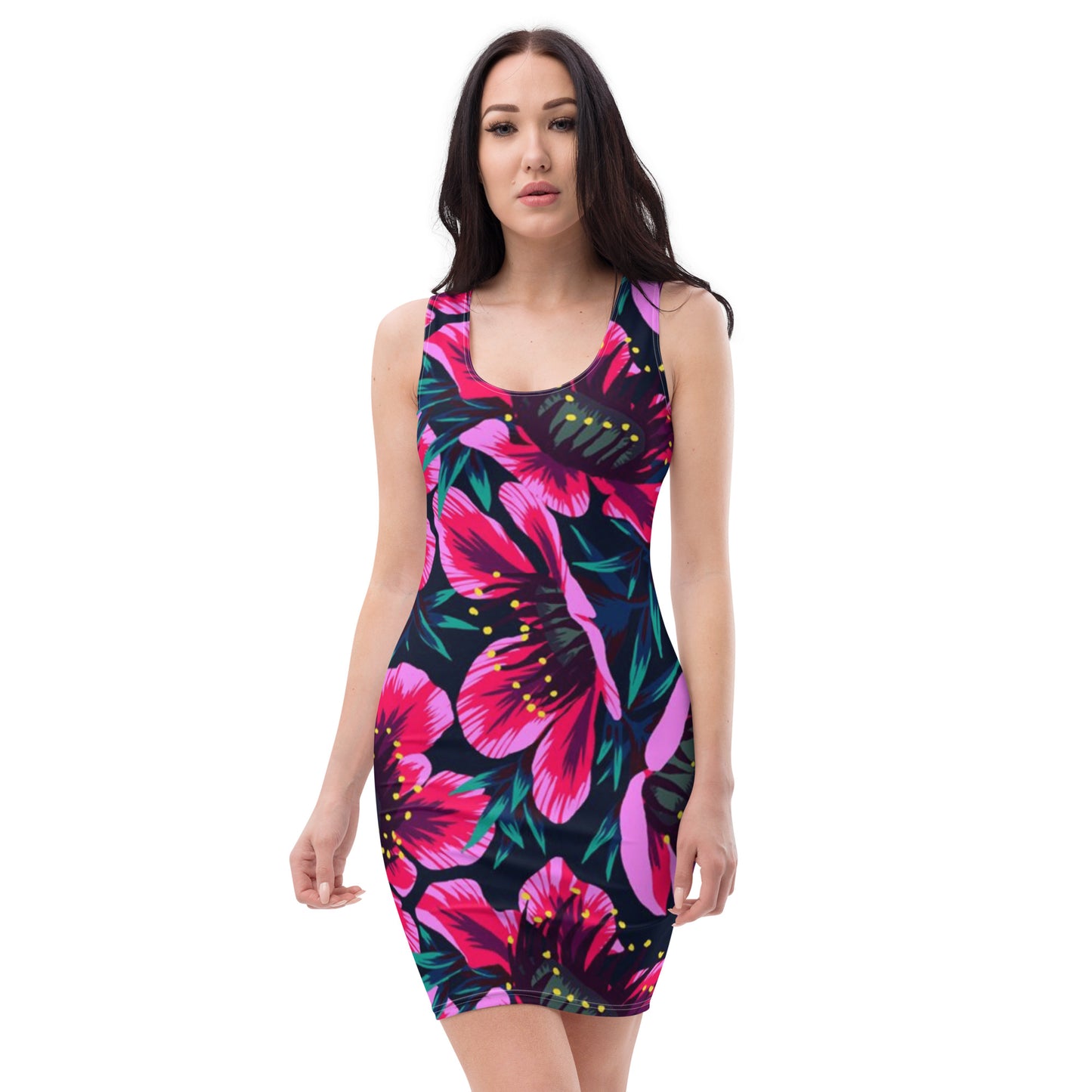 Maadish | Women’s Pink Floral Fitted Dress