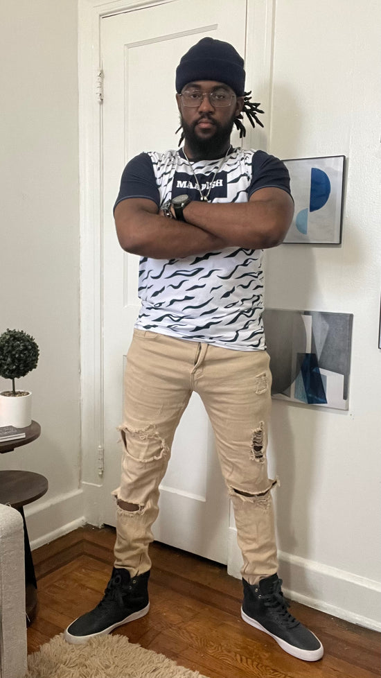 Maadish | Navy Blue Striped Tiger T-shirt