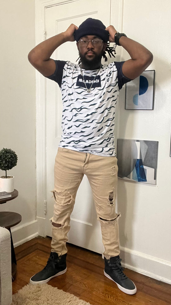 Maadish | Navy Blue Striped Tiger T-shirt