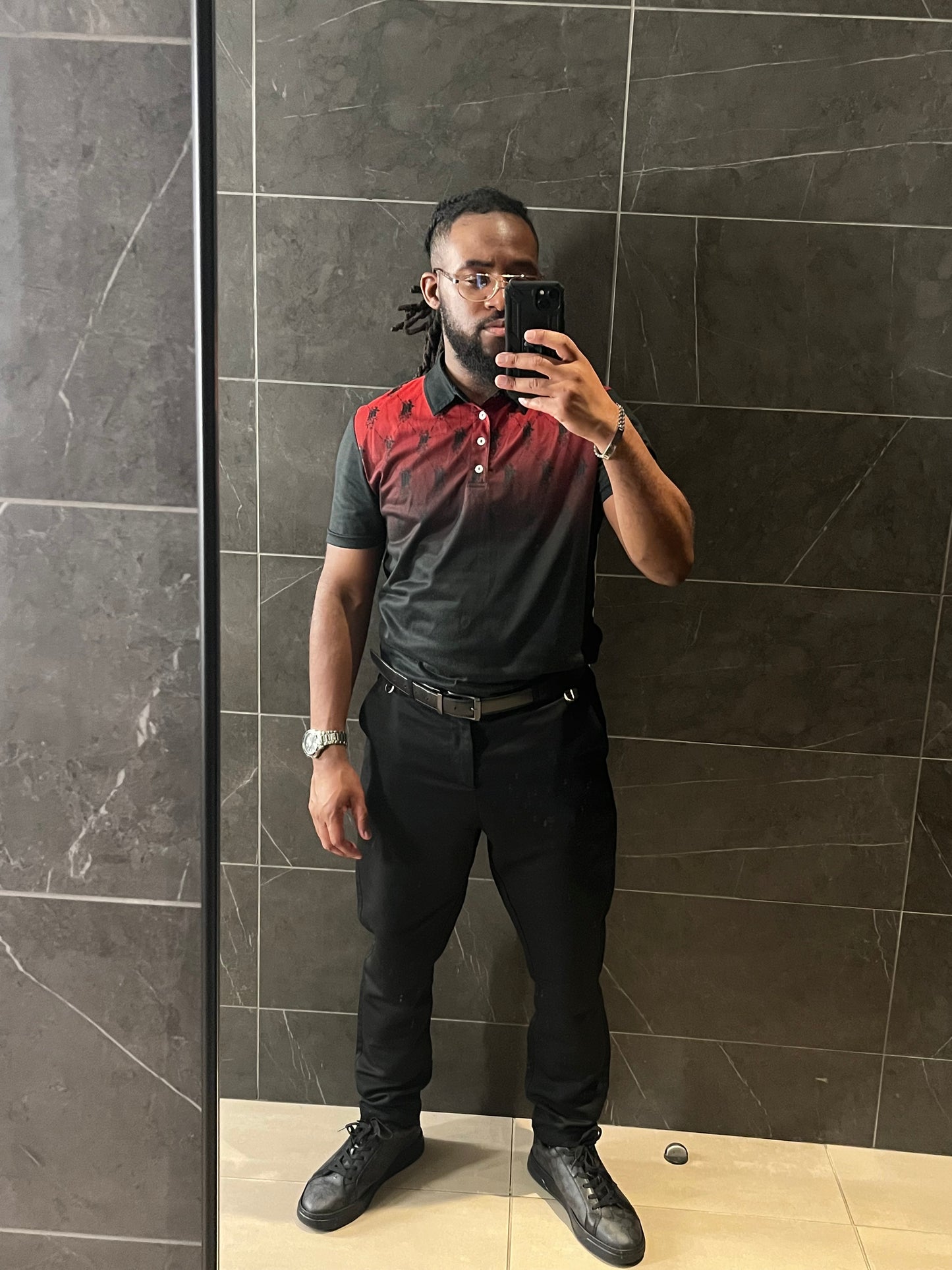 Maadish | Men’s Red Ombre Fitted Polo