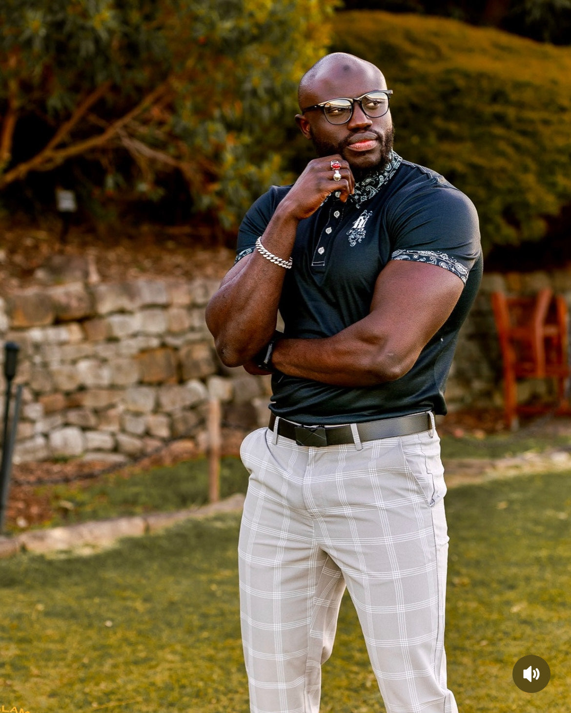 Maadish | Men’s black bandana style slim fit polo