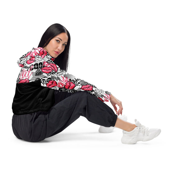 Maadish | Women’s Black Lips cropped windbreaker