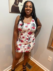 Maadish | Women's Rose Floral Fitted Dress
