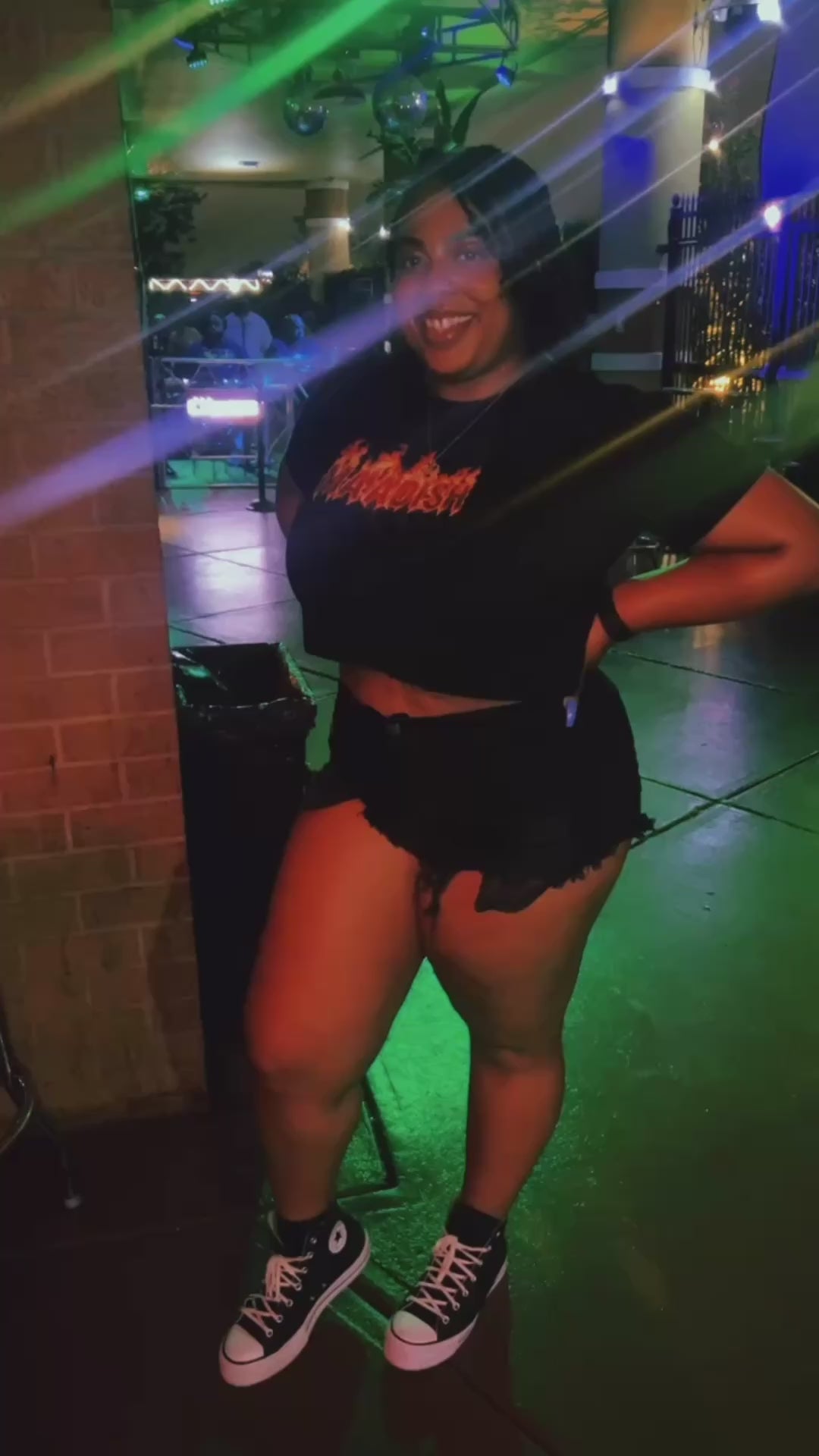 Load and play video in Gallery viewer, Maadish | Women’s Black Fire Crop Top
