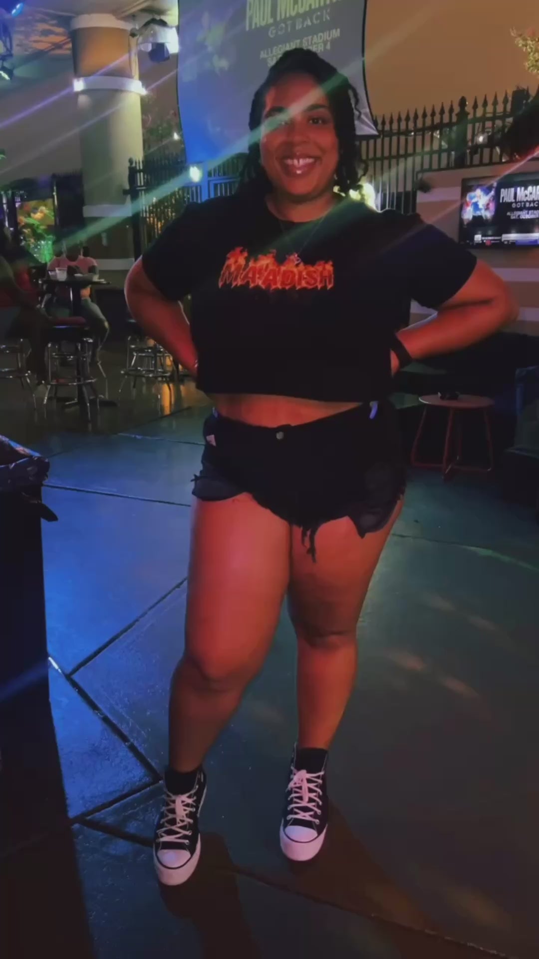 Load and play video in Gallery viewer, Maadish | Women’s Black Fire Crop Top
