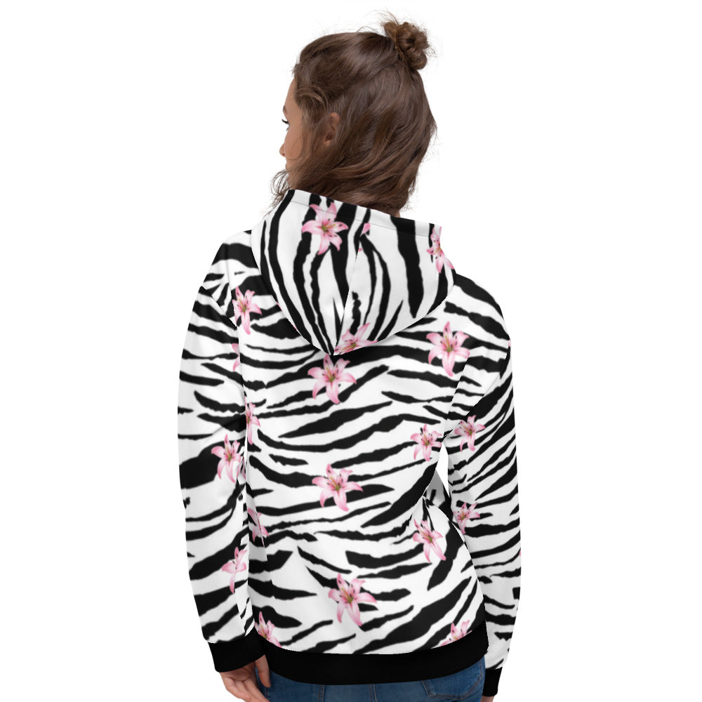 Load image into Gallery viewer, Maadish White Tiger|Floral Hoodie
