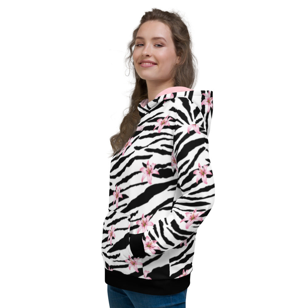 Load image into Gallery viewer, Maadish White Tiger|Floral Hoodie
