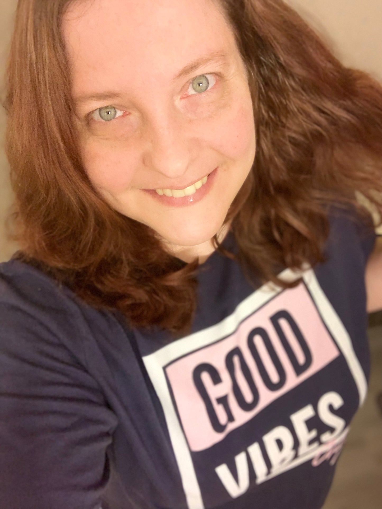 Maadish | Navy Blue Curved Hem Good Vibes Only T-Shirt