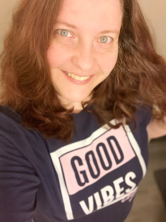 Maadish | Navy Blue Curved Hem Good Vibes Only T-Shirt