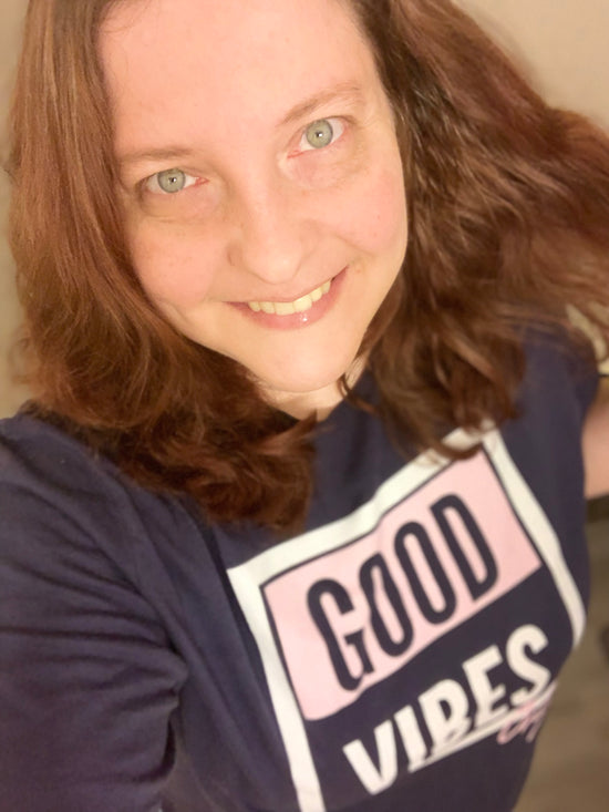 Maadish | Navy Blue Curved Hem Good Vibes Only T-Shirt