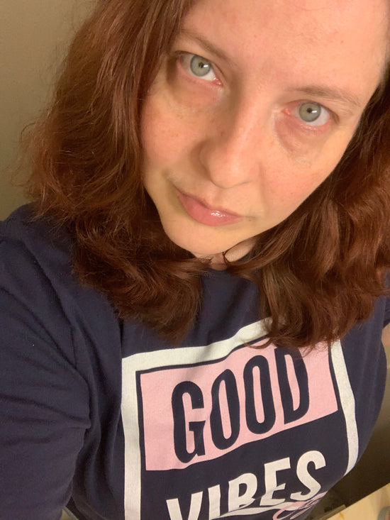 Maadish | Navy Blue Curved Hem Good Vibes Only T-Shirt