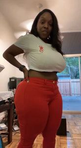 Maadish | White Crop Top Red Logo