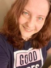 Maadish | Women's Navy Blue Curved Hem Good Vibes Only T-Shirt