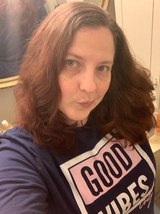 Maadish | Navy Blue Curved Hem Good Vibes Only T-Shirt