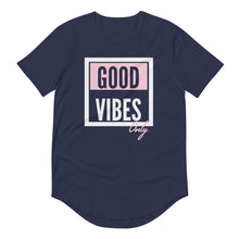 Maadish | Women's Navy Blue Curved Hem Good Vibes Only T-Shirt