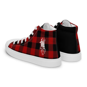 Maadish Men’s Plaid|Black High Top Canvas Shoes